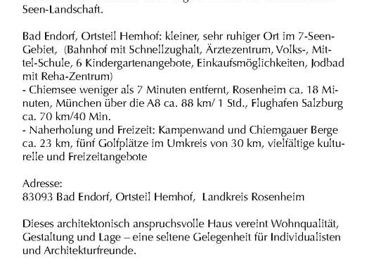 Doppelhaushälfte zum Kauf provisionsfrei 795.000 € 6 Zimmer 160 m² 474 m² Grundstück Hemhof Bad Endorf 83093