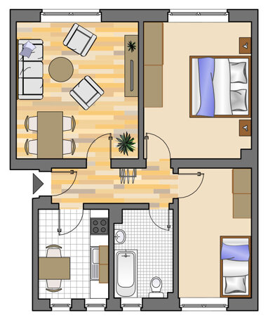 Wohnung zur Miete 439 € 4 Zimmer 59,6 m² Erdgeschoss Schiernfeldstraße 7 Paschenberg Herten 45699