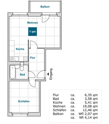 Wohnung zur Miete 417,56 € 3 Zimmer 57,2 m² Rottwerndorfer Str. 54 Leuben (Rottwerndorfer Str.) Dresden 01257