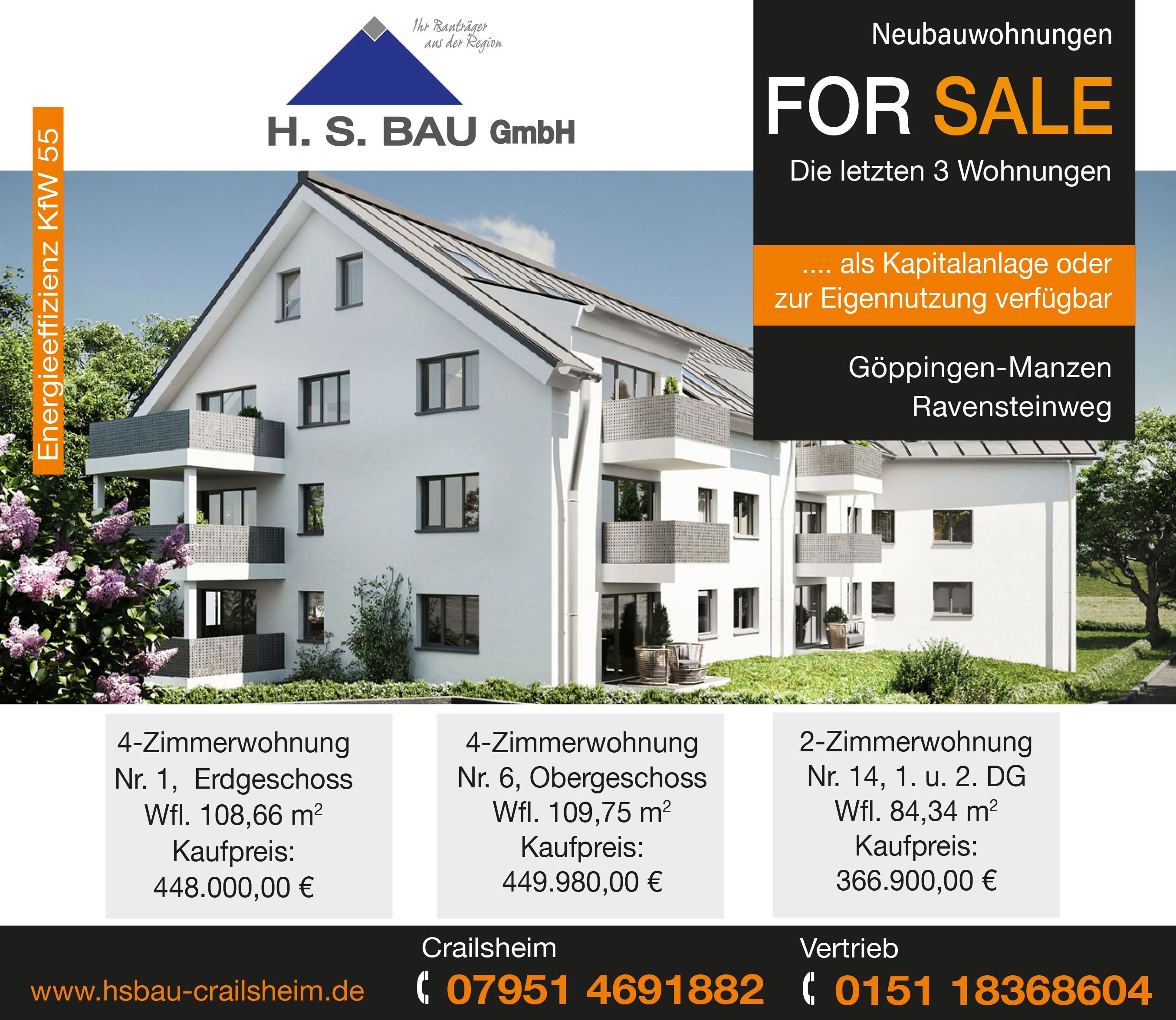 Wohnung zum Kauf Provisionsfrei 449.980 € 4 Zimmer 109,8 m²<br/>Wohnfläche 1. Stock<br/>Geschoss Ravensteinweg Manzen - Ursenwang - St. Gotthart Göppingen 73037