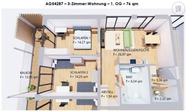 Wohnung zur Miete Wohnen auf Zeit 1.680 € 3 Zimmer 76 m² frei ab sofort Kaufbeuren Kaufbeuren 87600