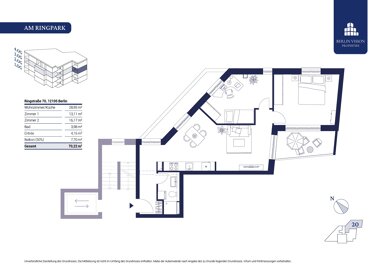 Wohnung zum Kauf 489.000 € 3 Zimmer 70,2 m² 3. Geschoss Ringstraße 70 Mariendorf Berlin 12105
