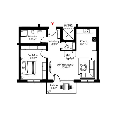 Wohnung zum Kauf provisionsfrei 331.500 € 2 Zimmer 67,1 m² 1. Geschoss Scheffelstraße 70a Bad Dürrheim Bad Dürrheim 78073