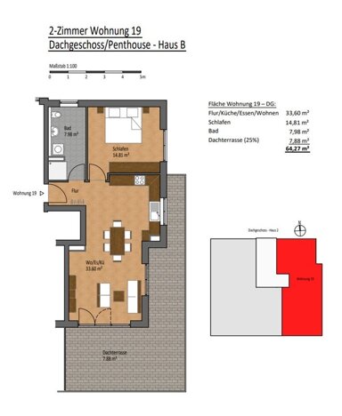 Penthouse zur Miete 980 € 2 Zimmer 64,3 m² 3. Geschoss frei ab 01.01.2025 Georg-Simler-Str. 17 Bad Wimpfen Bad Wimpfen 74206