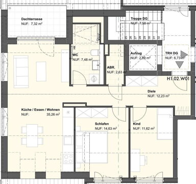 Wohnung zur Miete 1.550 € 3 Zimmer 91,2 m² 2. Geschoss Bischofsheim 65474