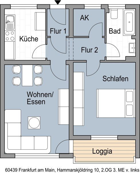 Wohnung zur Miete 643,65 € 3,5 Zimmer 53,7 m²<br/>Wohnfläche 2. Stock<br/>Geschoss 03.08.2024<br/>Verfügbarkeit Hammarskjöldring 10 Niederursel Frankfurt am Main 60439
