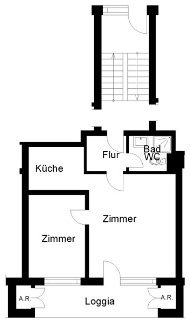 Wohnung zur Miete 522,55 € 2 Zimmer 48,7 m² Meller Str. 215 Fledder 130 Osnabrück 49084
