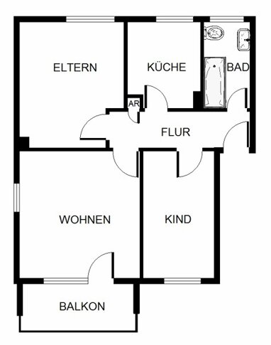 Wohnung zur Miete 565 € 3 Zimmer 58,9 m² Holbeinstr. 4 Weitmar - Mitte Bochum 44795