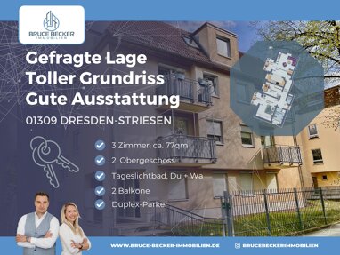 Wohnung zum Kauf 279.900 € 3 Zimmer 77 m² 3. Geschoss Striesen-West (Alemannenstr.) Dresden 01309