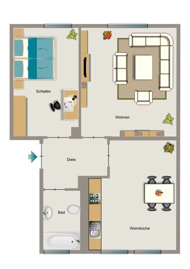 Wohnung zur Miete 363 € 2,5 Zimmer 46 m² 1. Geschoss Taubenstraße 7 Statistischer Bezirk 14 Hamm 59065