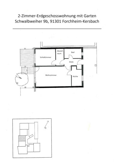 Terrassenwohnung zur Miete 600 € 2 Zimmer 57 m² Erdgeschoss Schwalbweiher 9B Kersbach Forchheim 91301