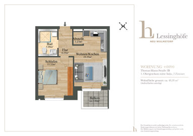 Wohnung zur Miete 675 € 2 Zimmer 48,2 m² 1. Geschoss Thomas-Mann-Straße 3b Neu Wulmstorf Neu Wulmstorf 21629