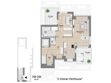 Penthouse zum Kauf 729.900 € 2 Zimmer 83,9 m² Obstgartenweg 15-17 Wien 1220