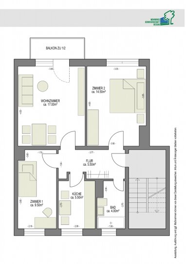 Wohnung zur Miete 380 € 3 Zimmer 58,4 m² 4. Geschoss Franzstraße 128 Innerstädtischer Bereich Mitte 21 Dessau-Roßlau 06842