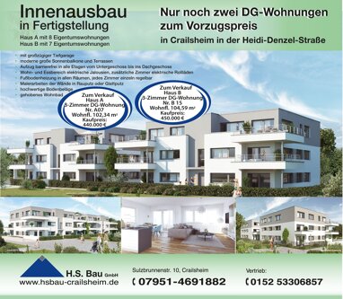 Wohnung zum Kauf Provisionsfrei 450.000 € 3 Zimmer 104,6 m² Sauerbrunnen Roter Buck - westlich Crailsheim 74564