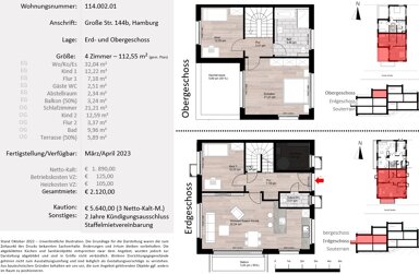 Maisonette zur Miete 1.890 € 4 Zimmer 112,6 m² 2. Geschoss Eißendorf Hamburg 21075