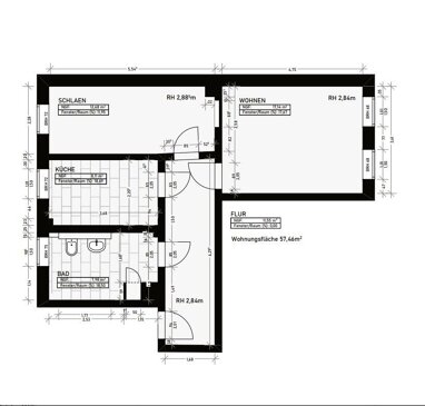 Wohnung zur Miete 550 € 2 Zimmer 57,5 m² Erdgeschoss Portitzer Strasse 1 Taucha Taucha 04425