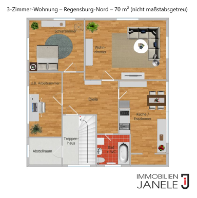 Wohnung zur Miete 785 € 3 Zimmer 70 m² Sallern - Gallingkofen Regensburg 93057