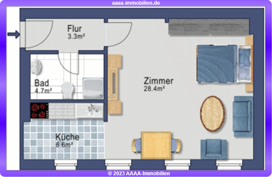 Wohnung zum Kauf 199.900 € 1 Zimmer 43 m² 3. Geschoss Gesundbrunnen Berlin 13357