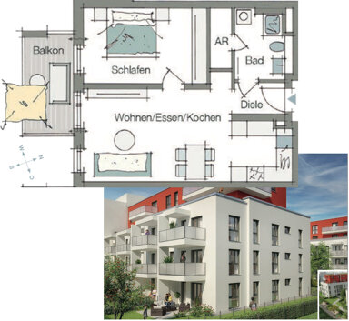 Wohnung zur Miete 944 € 2 Zimmer 59 m² 1. Geschoss Südstadt 30 Fürth 90763