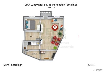 Wohnung zur Miete 441 € 2 Zimmer 55,2 m² 2. Geschoss frei ab 01.04.2025 Lungwitzer Str. 45 Hohenstein-Ernstthal Hohenstein-Ernstthal 09337