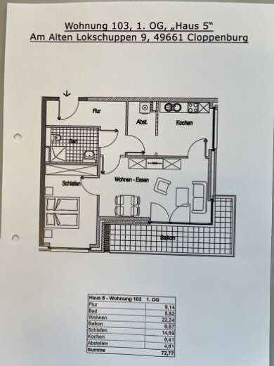 Wohnung zur Miete 1.089 € 2 Zimmer 72,8 m² 1. Geschoss frei ab sofort Cloppenburg Cloppenburg 49661