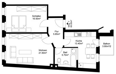 Wohnung zum Kauf provisionsfrei 225.000 € 2 Zimmer 65 m² 3. Geschoss Stötteritz Leipzig 04299