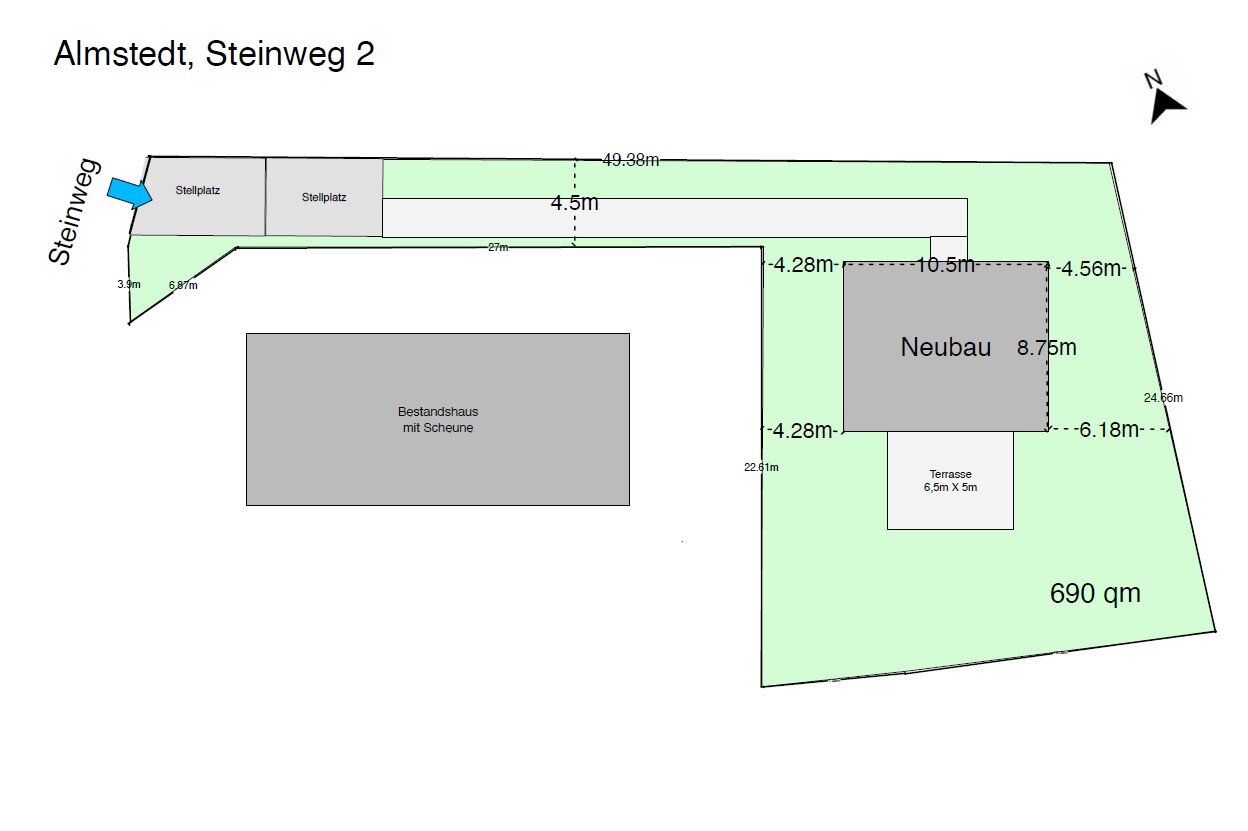 Grundstück zum Kauf 49.000 € 690 m²<br/>Grundstück Steinweg 2 Almstedt Almstedt 31079
