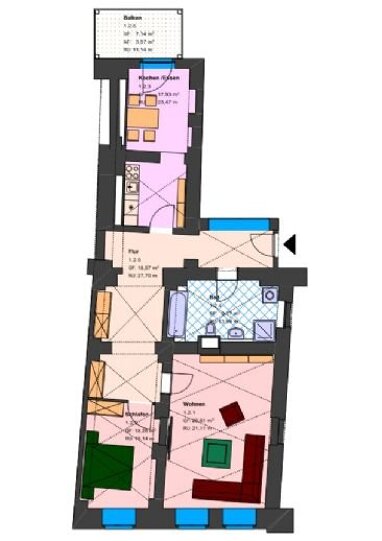 Wohnung zur Miete 495 € 2 Zimmer 94,1 m² Erdgeschoss Brunnenstraße 21 Zittau Zittau 02763