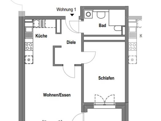 Wohnung zur Miete 510 € 2 Zimmer 54,8 m² EG frei ab 01.02.2026 Schirnaidler Straße 9 Eggolsheim 91330