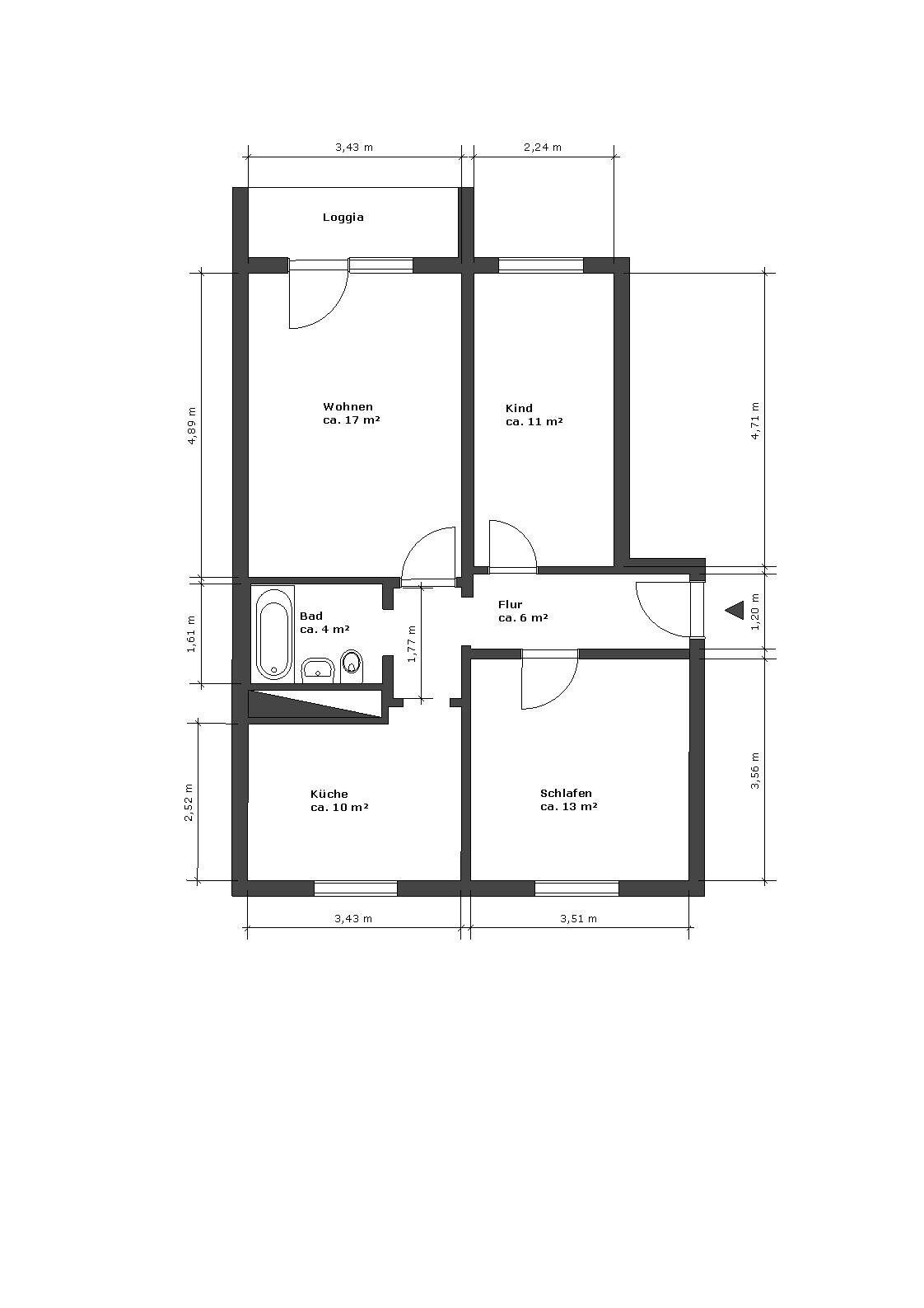 Wohnung zur Miete 303,50 € 3 Zimmer 60,7 m² 5. Geschoss B.-Brecht-Str. 8 Vetschau Vetschau/Spreewald 03226