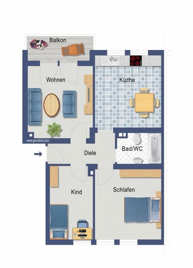 Wohnung zum Kauf Provisionsfrei 203.000 € 3 Zimmer 65 m² 3. Geschoss Manteuffelstraße 18 Kalk Köln 51103