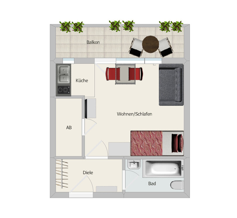 Apartment zum Kauf 169.000 € 1 Zimmer 33,1 m²<br/>Wohnfläche Wöhrd Nürnberg 90489