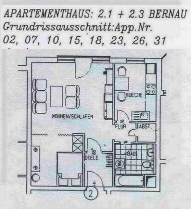 Wohnung zum Kauf 150.000 € 1,5 Zimmer 49,9 m² 2. Geschoss Blumenhag Bernau bei Berlin 16321