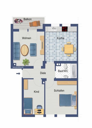 Wohnung zum Kauf Provisionsfrei 217.000 € 2,5 Zimmer 65 m² 3. Geschoss Manteuffelstraße 18 Kalk Köln 51103