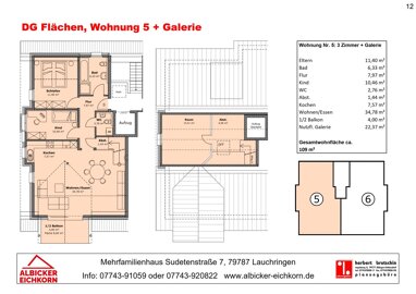 Wohnung zum Kauf Provisionsfrei 450.000 € 3 Zimmer 109 m² 3. Geschoss Sudetenstraße 7a Unterlauchringen Lauchringen 79787