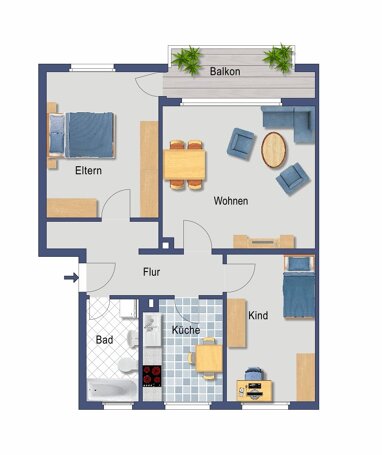 Wohnung zum Kauf Provisionsfrei 276.600 € 3 Zimmer 71,8 m² 2. Geschoss Hebbelstraße 5 Arheilgen - Süd Darmstadt 64291