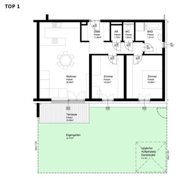 Wohnung zum Kauf 432.000 € 3 Zimmer 89,1 m² Erdgeschoss Grabenhof Wels 4600