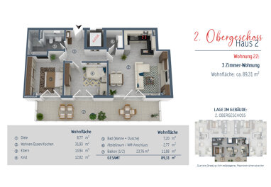 Wohnung zum Kauf Provisionsfrei 859.000 € 3 Zimmer 89,3 m² 2. Geschoss Bürgermeister-Krug-Weg 1 + 3 Olching Olching 82140