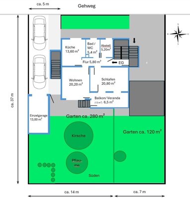 Terrassenwohnung zur Miete 850 € 2 Zimmer 77 m² Erdgeschoss Planungsbezirk 201 Straubing 94315
