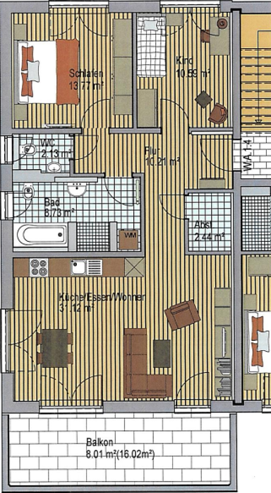 Wohnung zur Miete 1.100 € 3 Zimmer 87 m² 1. Geschoss frei ab 01.04.2025 Wullenstetten Senden 89250