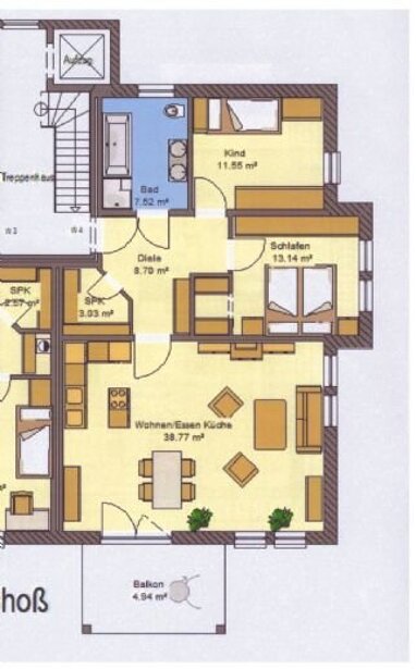 Wohnung zur Miete 750 € 3 Zimmer 87 m² 1. Geschoss In der Röthe  4 Volkach Volkach 97332