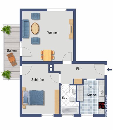 Wohnung zum Kauf provisionsfrei 89.000 € 2 Zimmer 55,9 m² 2. Geschoss Am Nordgraben 24 Bissingheim Duisburg 47279