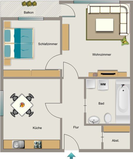 Wohnung zur Miete 475 € 2,5 Zimmer 60,9 m²<br/>Wohnfläche 2. Stock<br/>Geschoss Wanne - Mitte Herne 44649