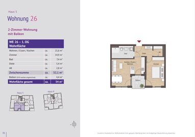 Wohnung zum Kauf Provisionsfrei 437.000 € 2 Zimmer 54 m² Laufamholz Nürnberg 90482