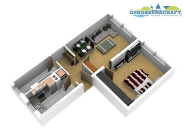 Wohnung zur Miete 279 € 2 Zimmer 46,3 m² Erdgeschoss Franz-Kögler-Ring 10 Wasserberg - West Freiberg 09599