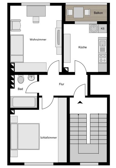 Wohnung zum Kauf provisionsfrei 159.000 € 2 Zimmer 48 m² 1. Geschoss frei ab 15.01.2025 Gleisdreieck Bochum 44787