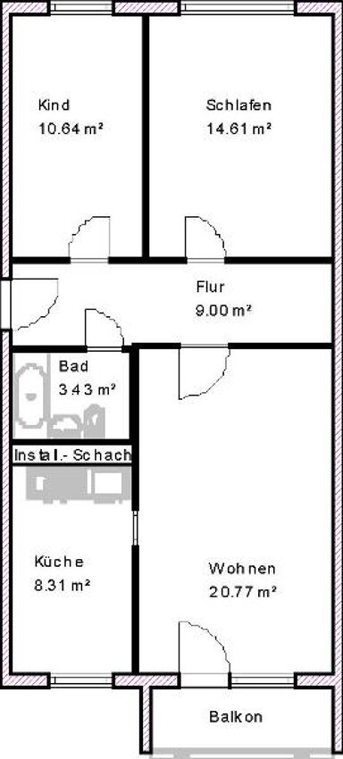 Wohnung zur Miete 406 € 3 Zimmer 67,7 m² 4. Geschoss frei ab 01.01.2025 Sankt-Josef-Straße 49 Marktbreite Magdeburg 39130