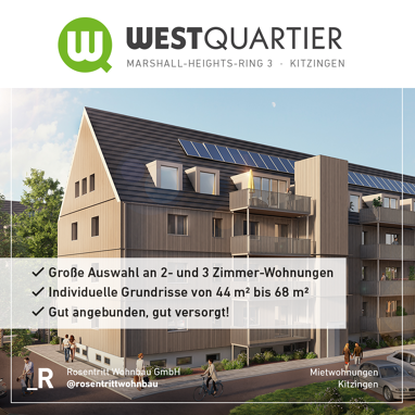 Wohnung zur Miete 555 € 2 Zimmer 44,3 m² 3. Geschoss Kitzingen Kitzingen 97318
