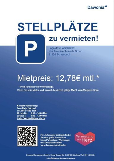 Außenstellplatz zur Miete 12,78 € Reichswaisenhausstr. 9B West Schwabach 91126